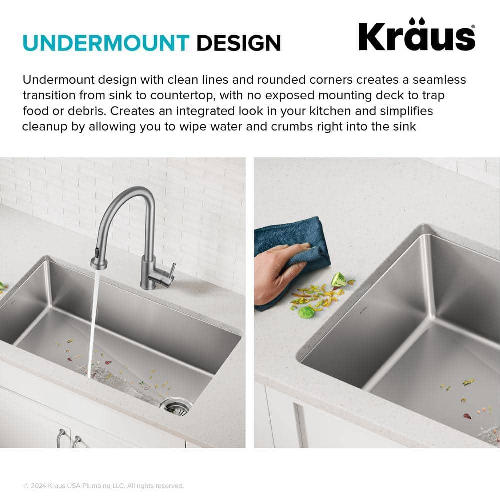 KRAUS Fairlane Undermount 18-Gauge Stainless Steel Kitchen Sink