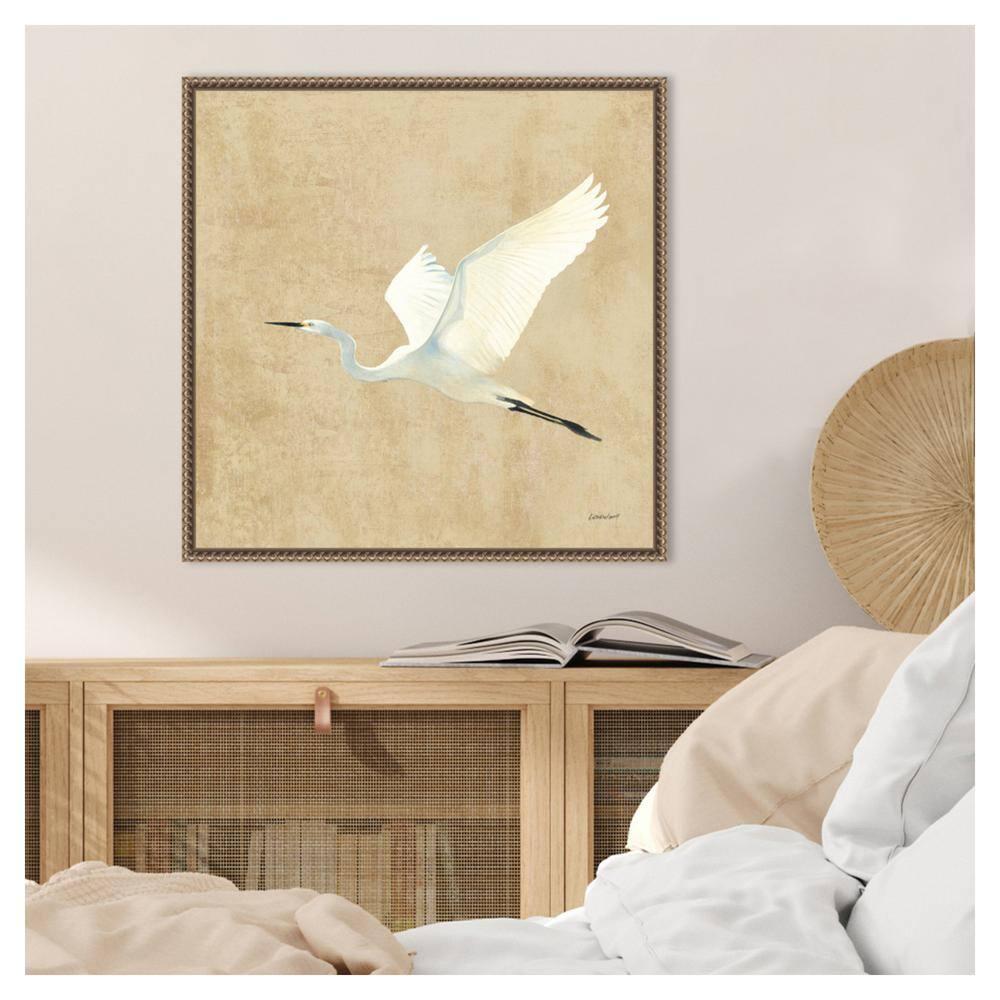 Amanti Art Egret Alighting II by Kathrine Lovell Canvas Wall Art Print Framed 22 x 22-in.