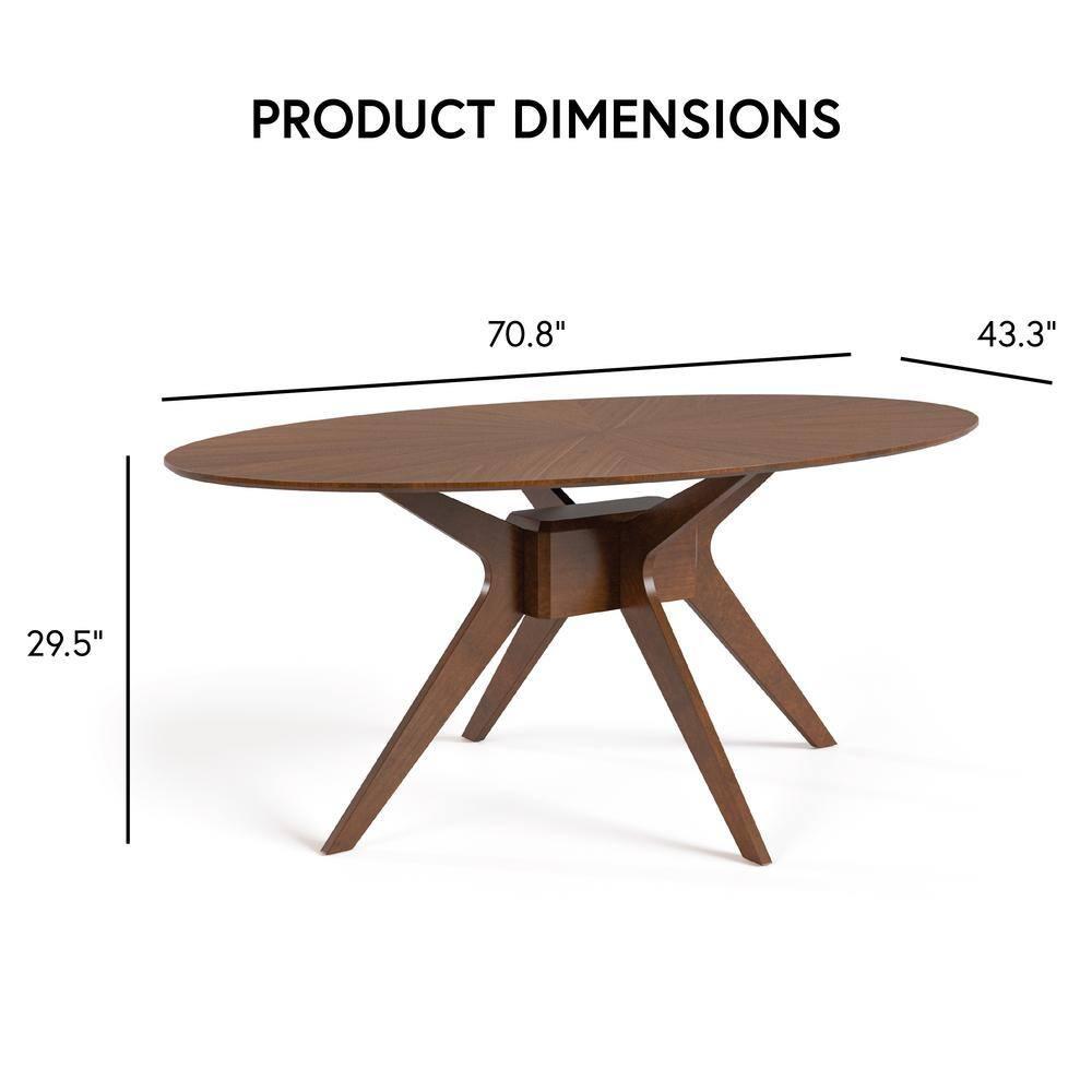 HOMES: Inside + Out 54" Pearlcrest Mid-Century Modern Modern Oval Dining Table Walnut