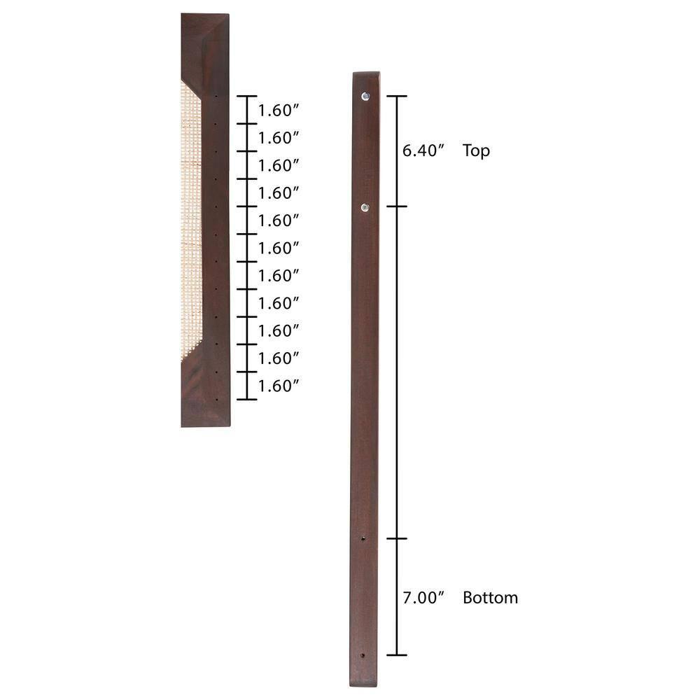 bali & pari Queen Aurelia Bayur Wood & Rattan Headboard Dark Brown/Natural Brown: Bohemian Design, Wall/Bed Frame Mount