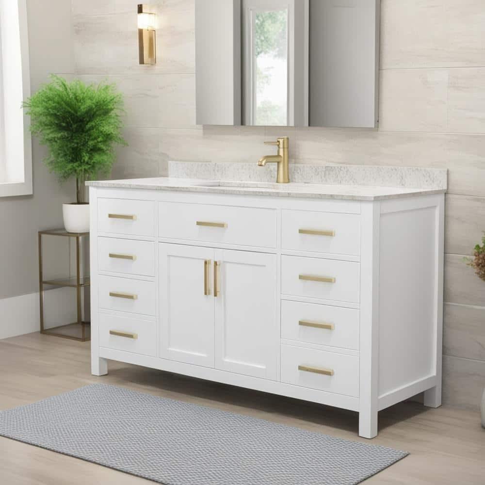 Beckett 60" Freestanding Single Bathroom Vanity with Cultured Marble Top