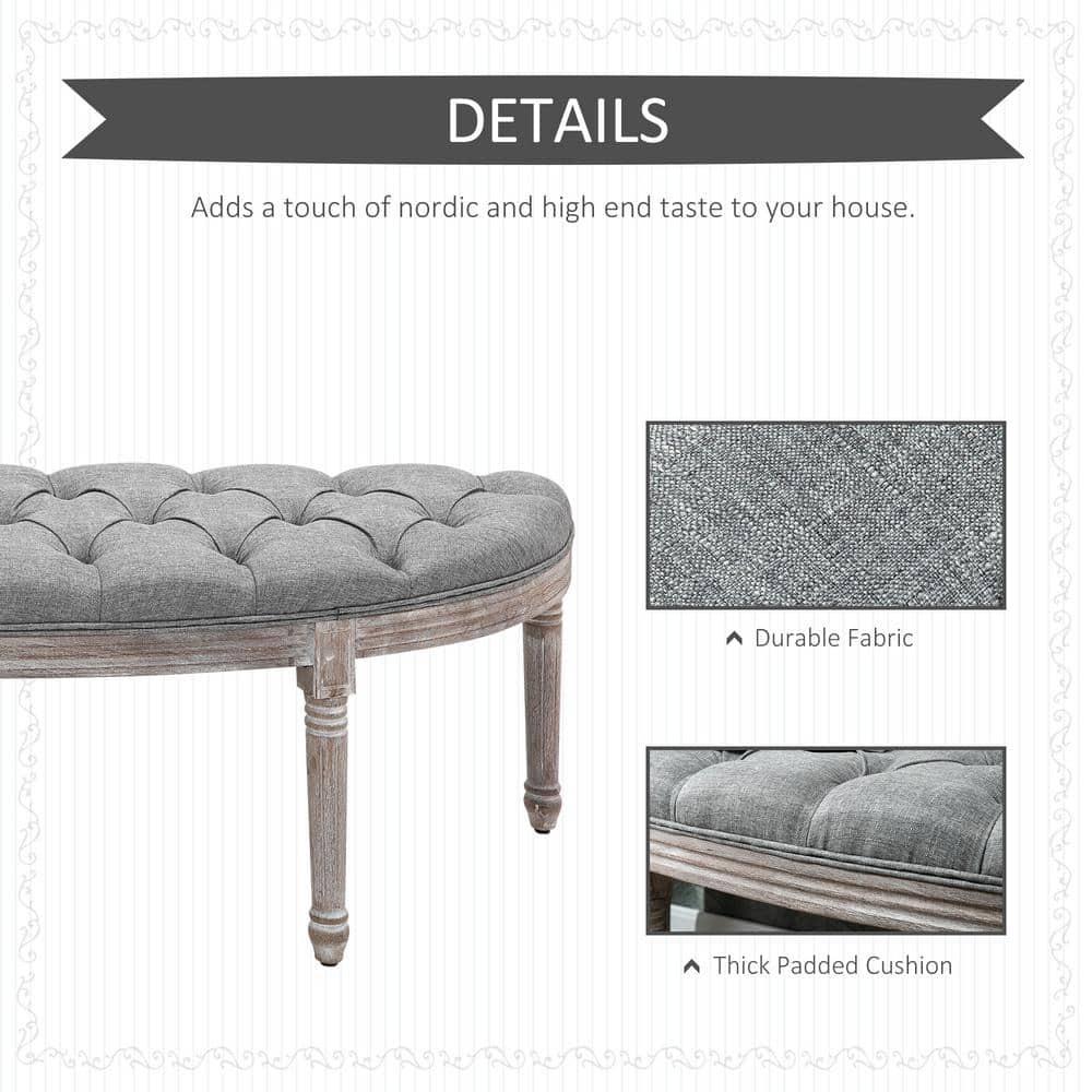 HomCom Upholstered & Tufted Bench, Grey