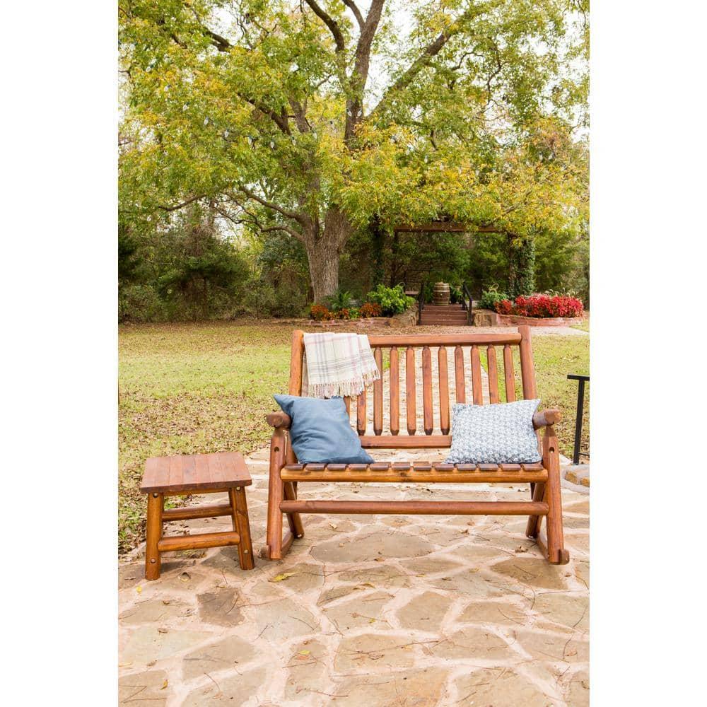 Leigh Country Amber Log Perch Handcrafted Hardwood Acacia Small Rectangular Accent Side End Table for Outdoor, Patio, and Garden, Brown