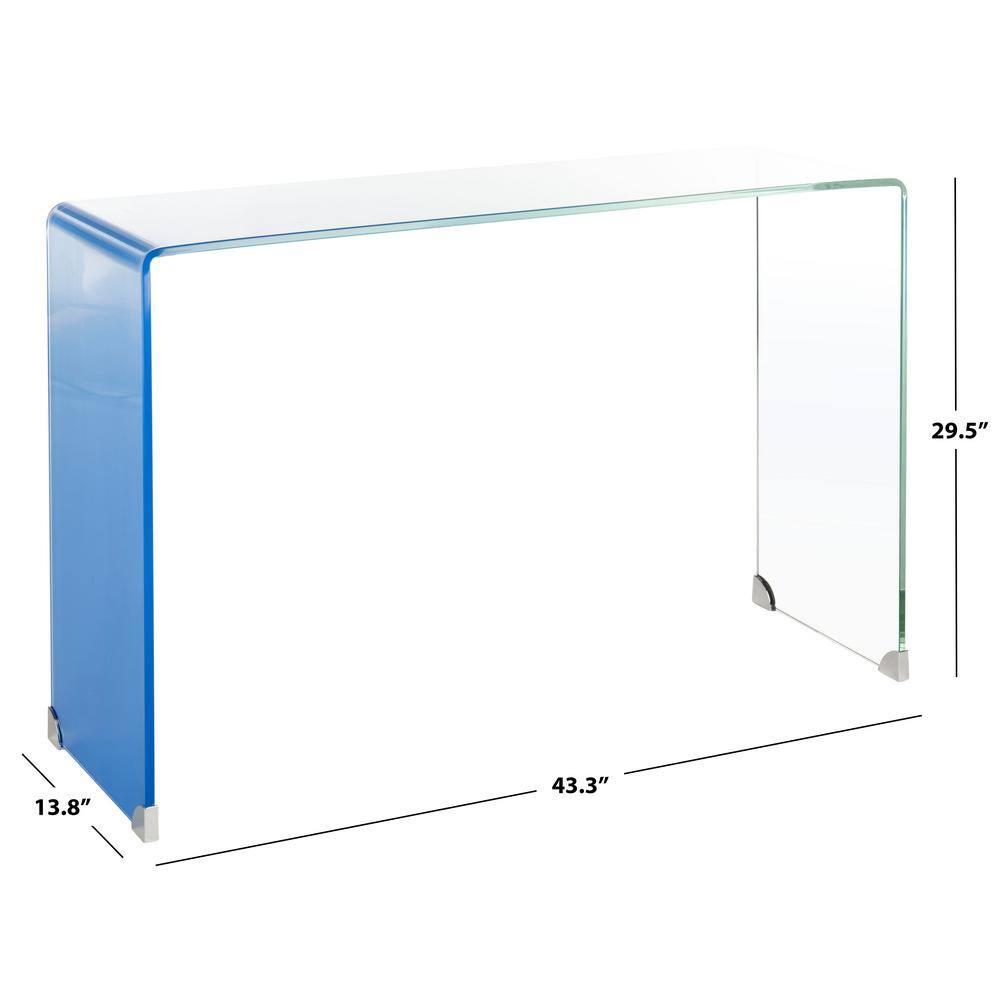 Crysta Ombre Glass Console Table - Clear/Blue - Safavieh