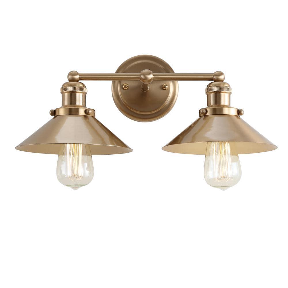 July 17.5" 2-light Metal Vanity Light, Brass Gold