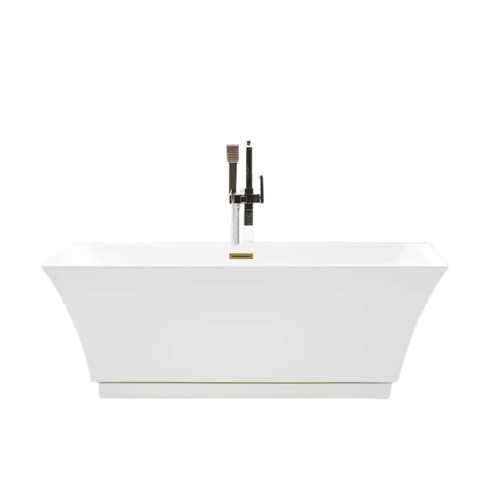 Vanity Art Orion 59'' x 30'' Freestanding Soaking Acrylic Bathtub VA6817-S-TG