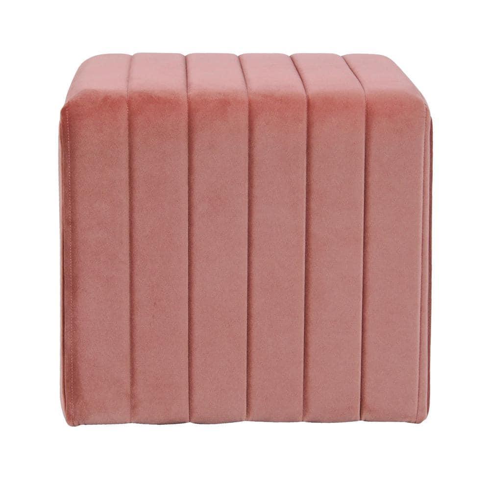 Modern Channel Ottoman Blush Velvet - HomePop: Upholstered, Tufted, Luxury Seating
