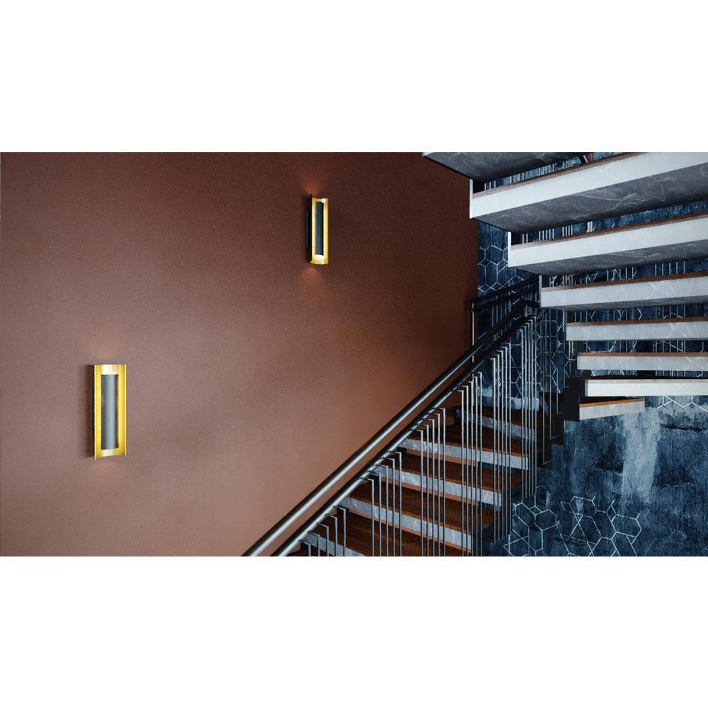 AFX  Reveal Black LED Wall Sconce with Black and Gold Shade