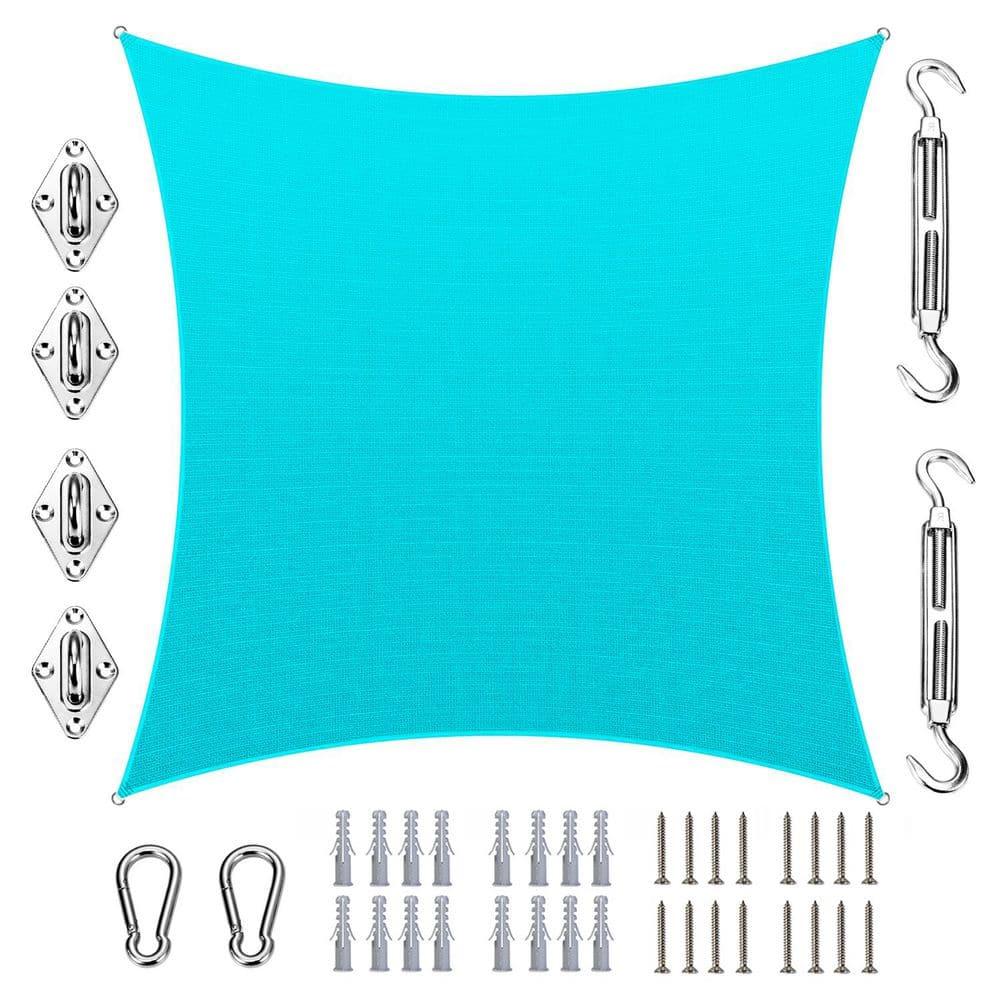 Turquoise 14x18 Rectangle Patio Sun Shade Sail with Hardware Kit