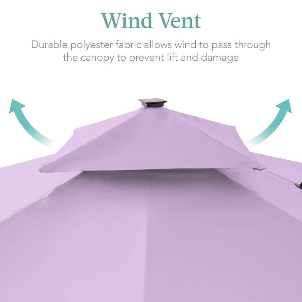 Best Choice Products 10x10ft 2-Tier Square Outdoor Solar LED Cantilever Patio Umbrella w/ Base Included - Lavender