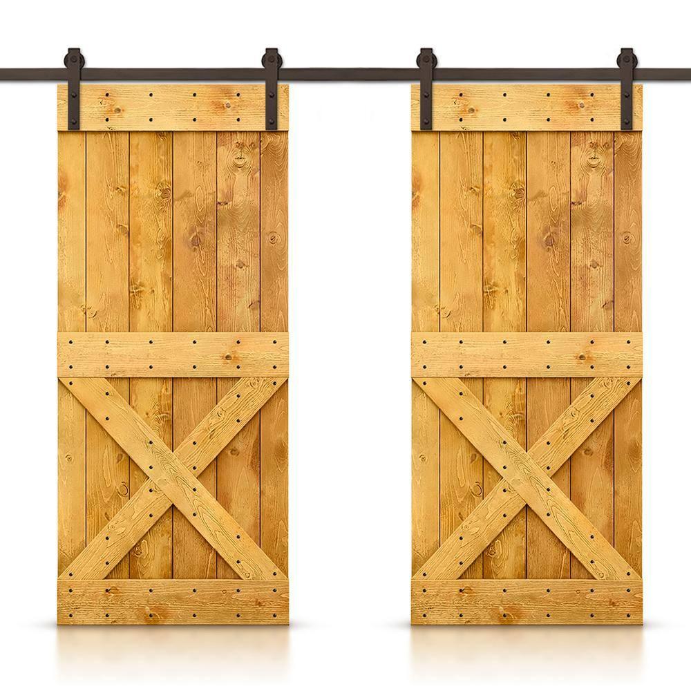 Calhome 84'' Solid Wood Paneled Painted with Installation Hardware Kit Barn Door