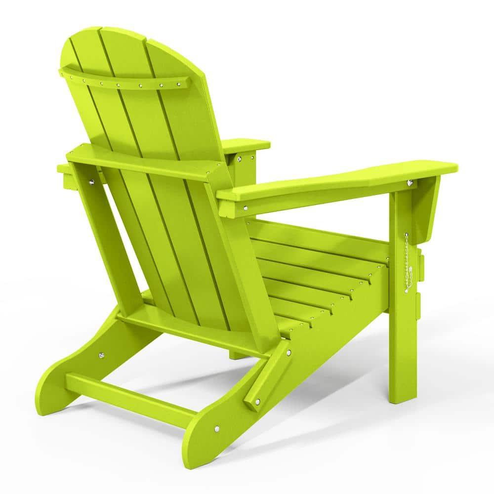 BRAXTON Outdoor Patio Folding Poly Adirondack Chair ( Set of 2), Lime
