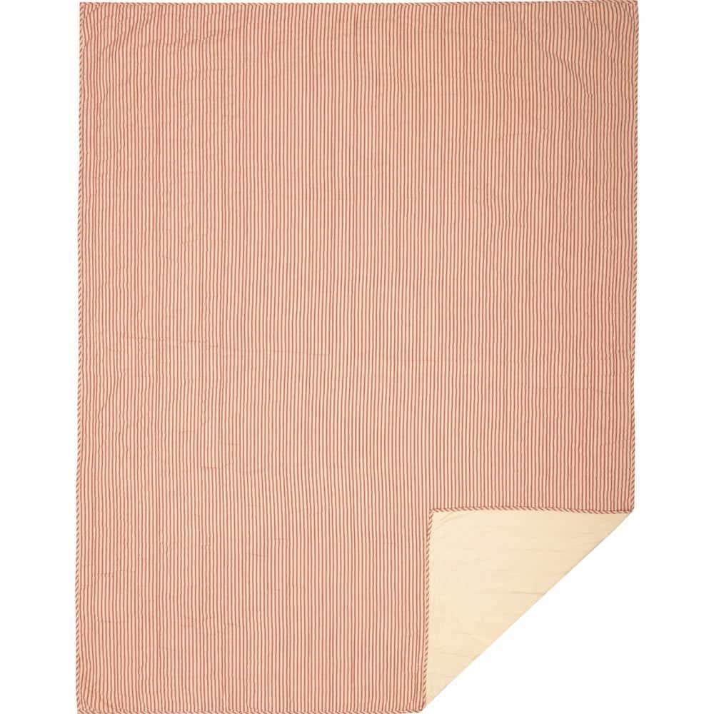 VHC Brands Sawyer Mill Ticking Striped Cotton Farmhouse Pre-Washed Twin Bedding Accessory, Quilt 68x86, Red Country