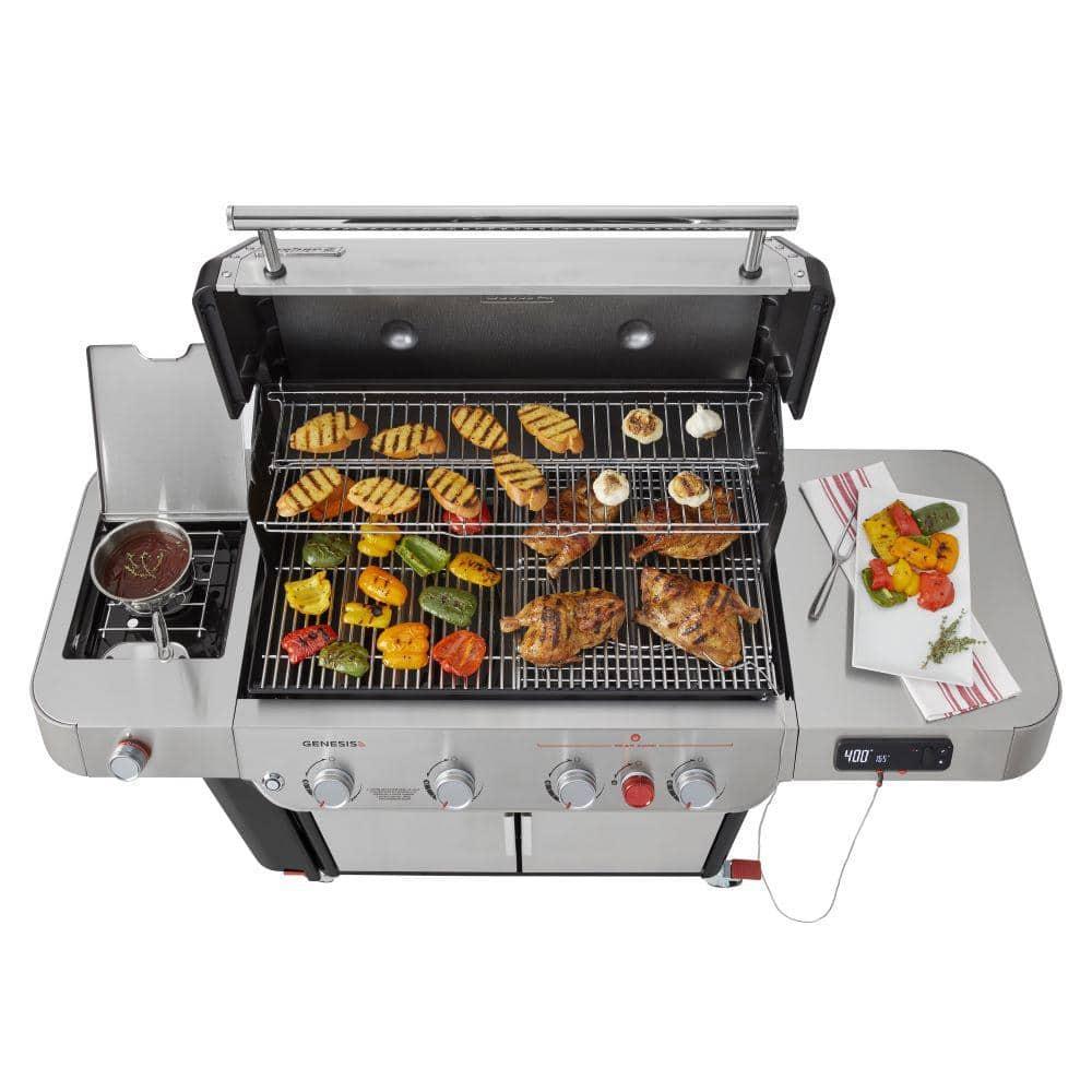 Weber Genesis SPX-435 4-Burner Propane Smart Gas Grill in Stainless Steel with Side Burner