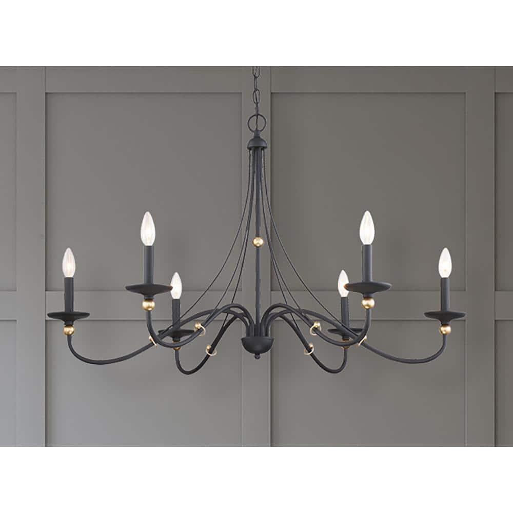 Minka Lavery - Westchester County - Chandelier 6 Light Sand Coal/Skyline Gold