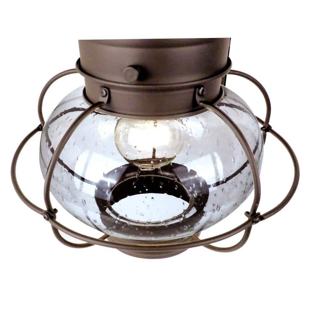 Nantucket Rustic Wall Lantern Sconce - Outdoor Lighting Fixture With Clear Seedy Glass, Durable Steel Construction, And Easy Installation