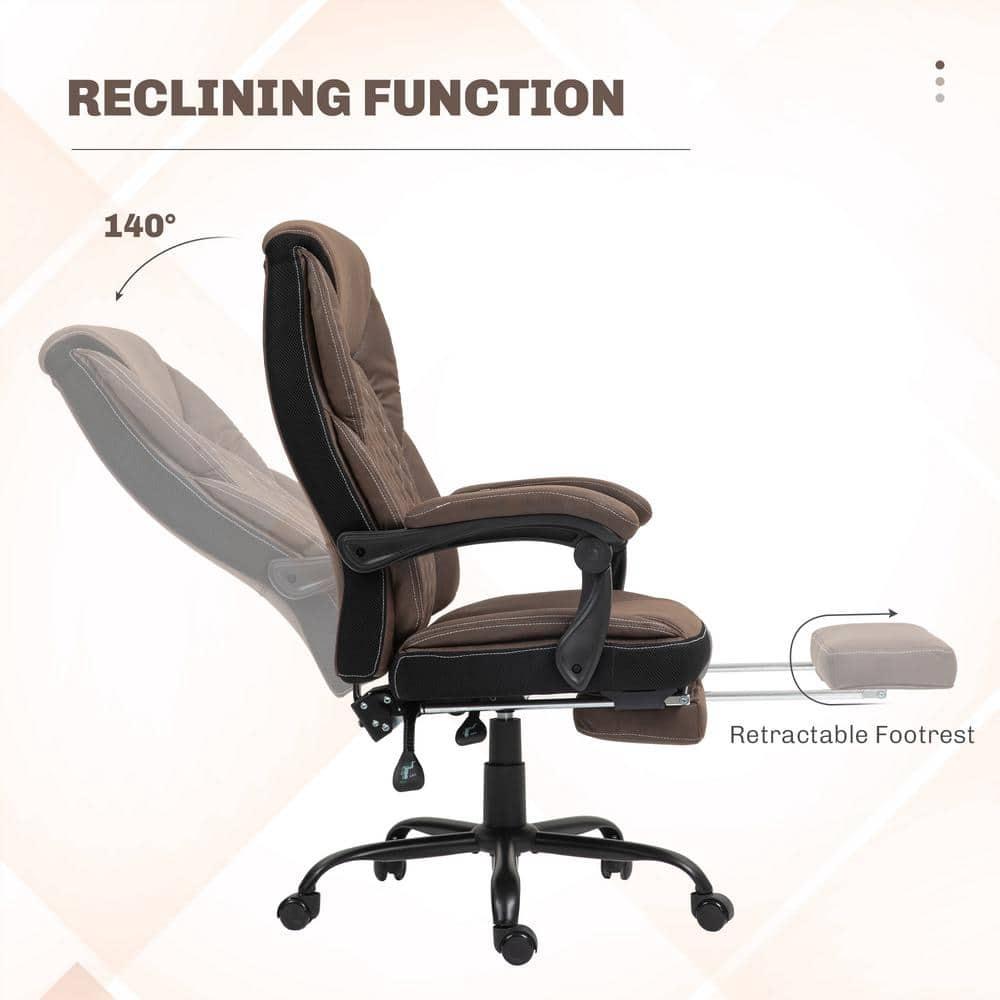 HOMCOM Executive Office Chair with Footrest, High Back Desk Chair, Reclining Swivel Chair, Height Adjustable, Dark Brown