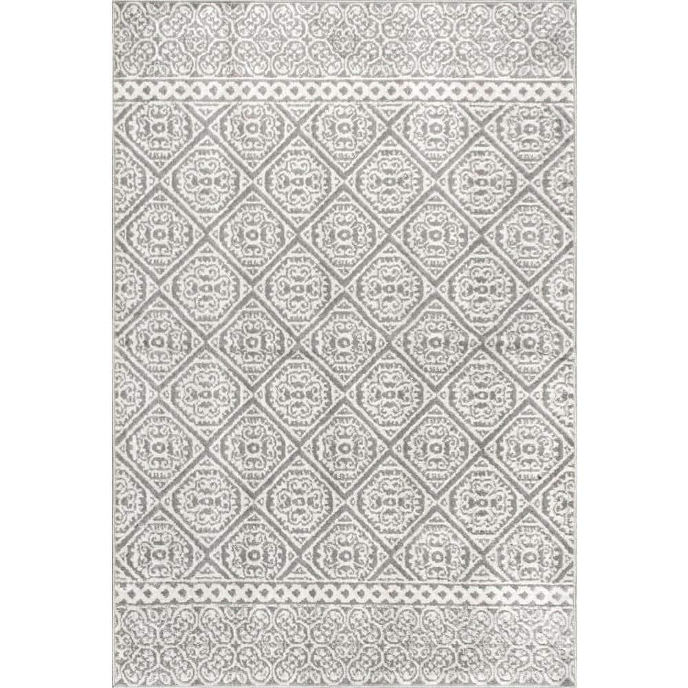Nuloom Jeanette Geometric 2x3 Accent Indoor Area Rug for Living Room Bedroom Dining Room Entryway Kitchen, Grey/Ivory