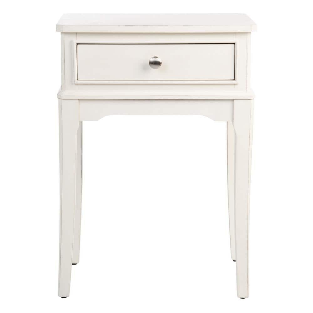 Opal 1 Drawer Accent Table - Distressed White - Safavieh.