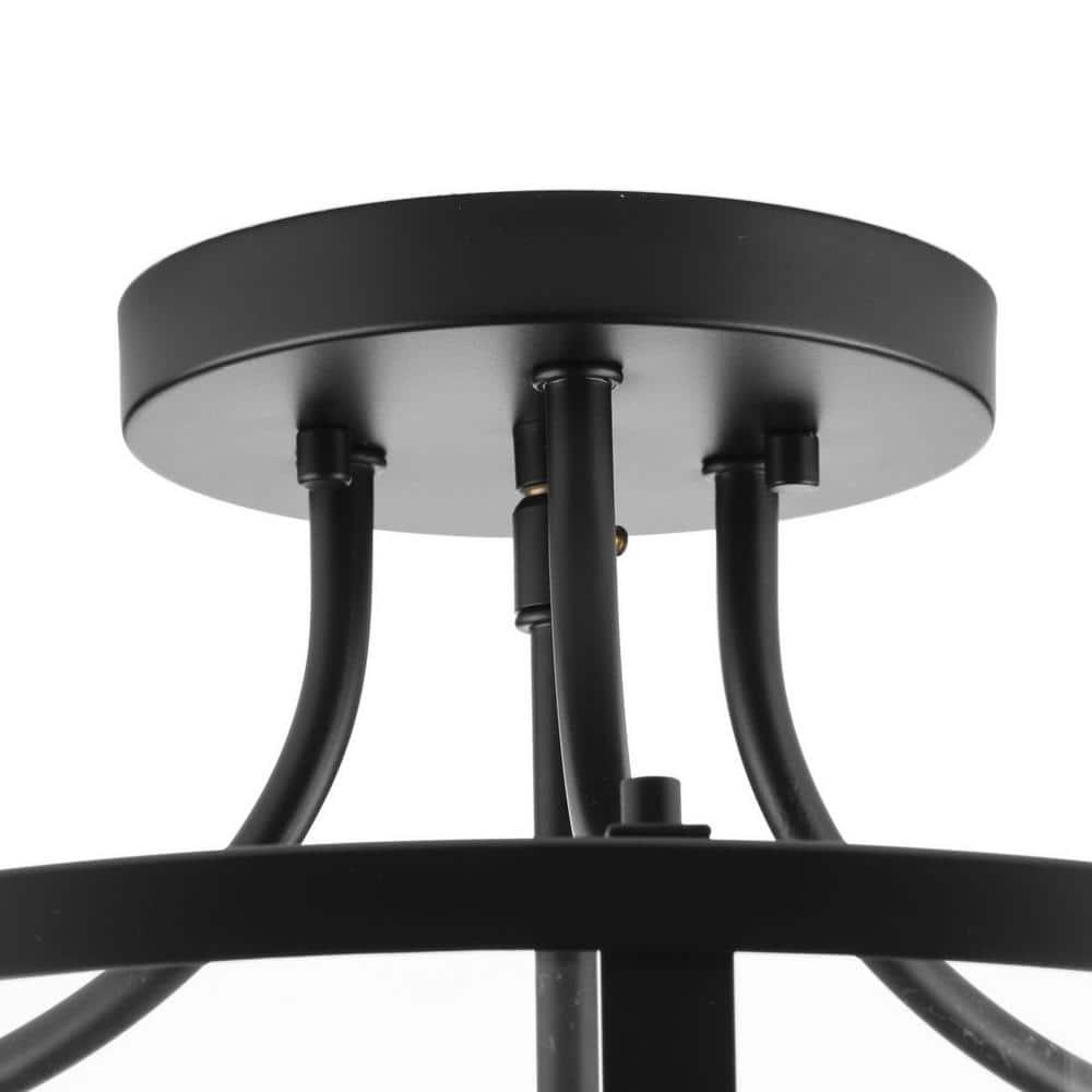 Gilliam Collection 13 in. Three-Light Matte Black New Traditional Semi-Flush Mount