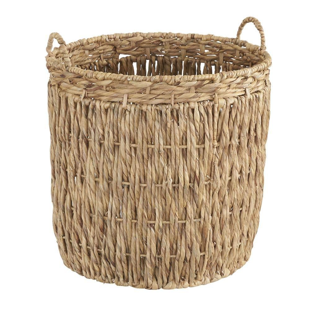 Tall Wicker Floor Basket, Woven Decorative Basket with Handles, Handmade, Great for Laundry and Storage, Natural