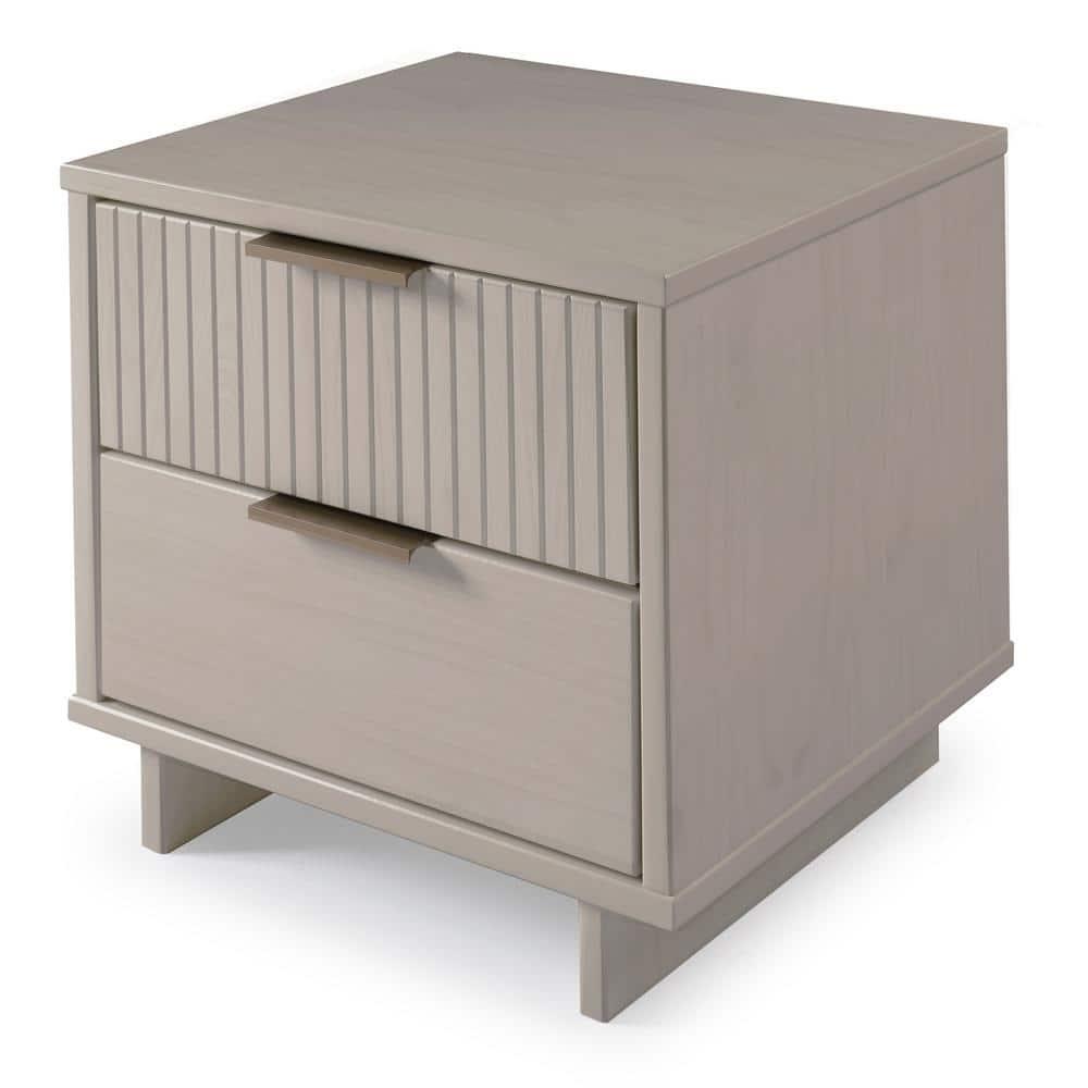 Granville Modern 2 Drawer Nightstand Light Gray - Manhattan Comfort: Soft Close, UV Finish, Metal Handles