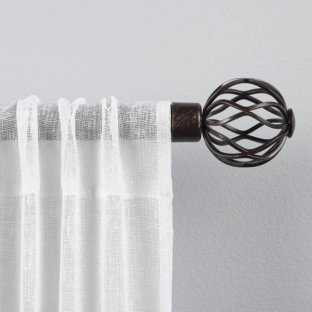 Exclusive Home 36"-72" Ogee Curtain Rod - Matte Bronze: Adjustable Iron Rod, Cage Finial, 25 lb Capacity