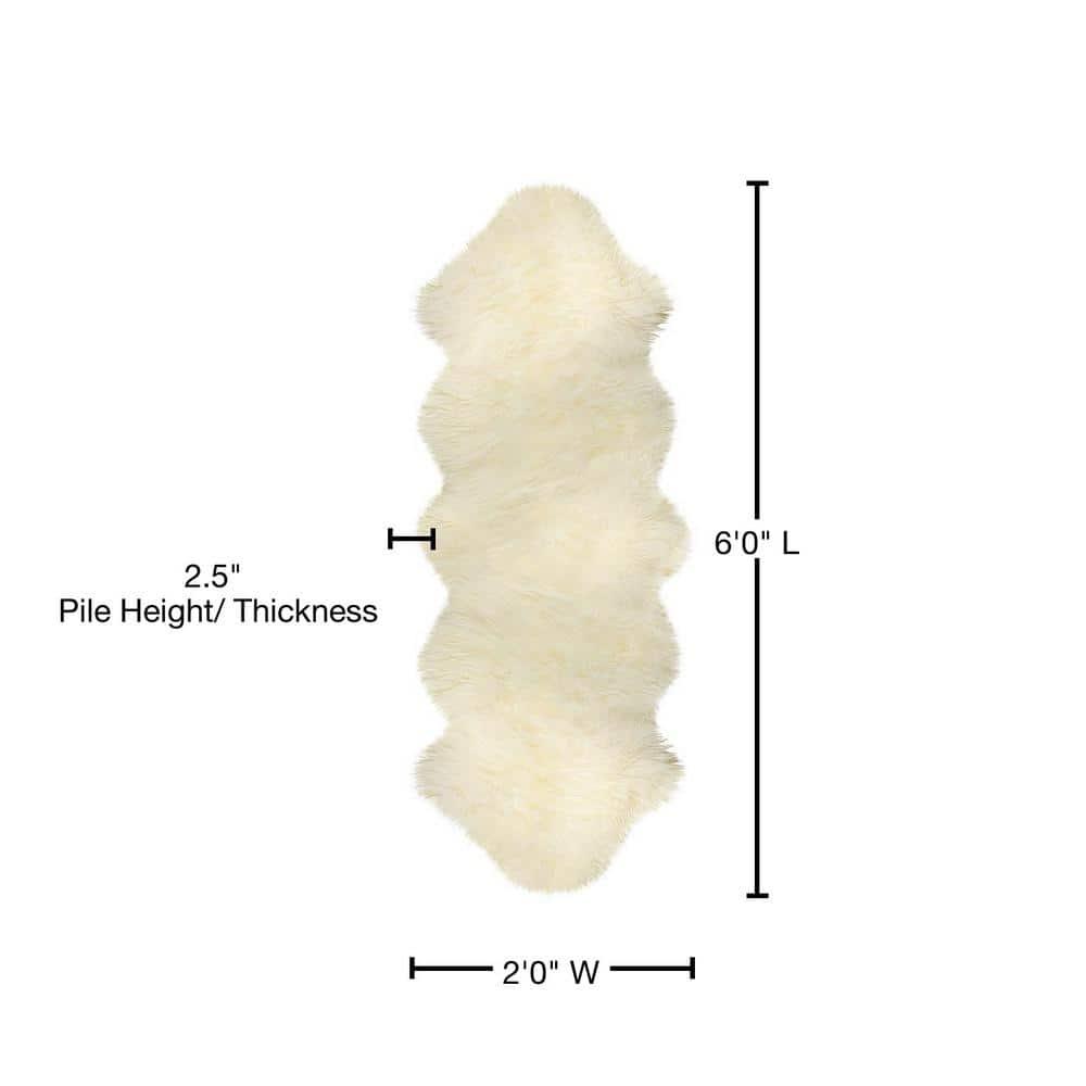 Natural New Zealand Sheepskin Double Rug | Natural | 2'x6'