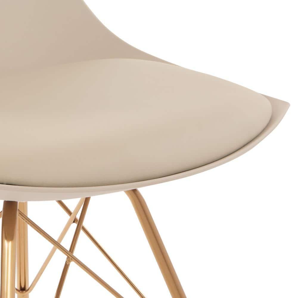 OSP Home Furnishings Oakley Chair in Cream Faux Leather with Gold Chrome Base