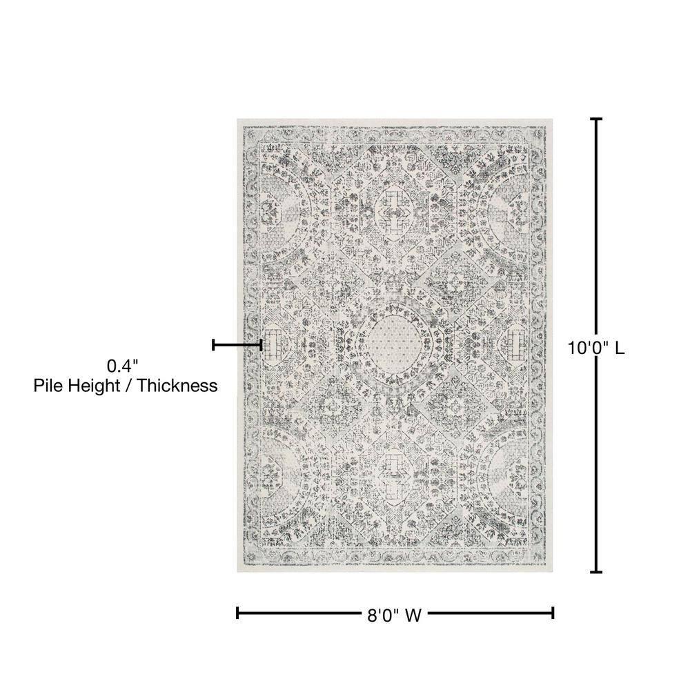 Reversible Gray Synthetic 8' x 10' Easy Care Area Rug