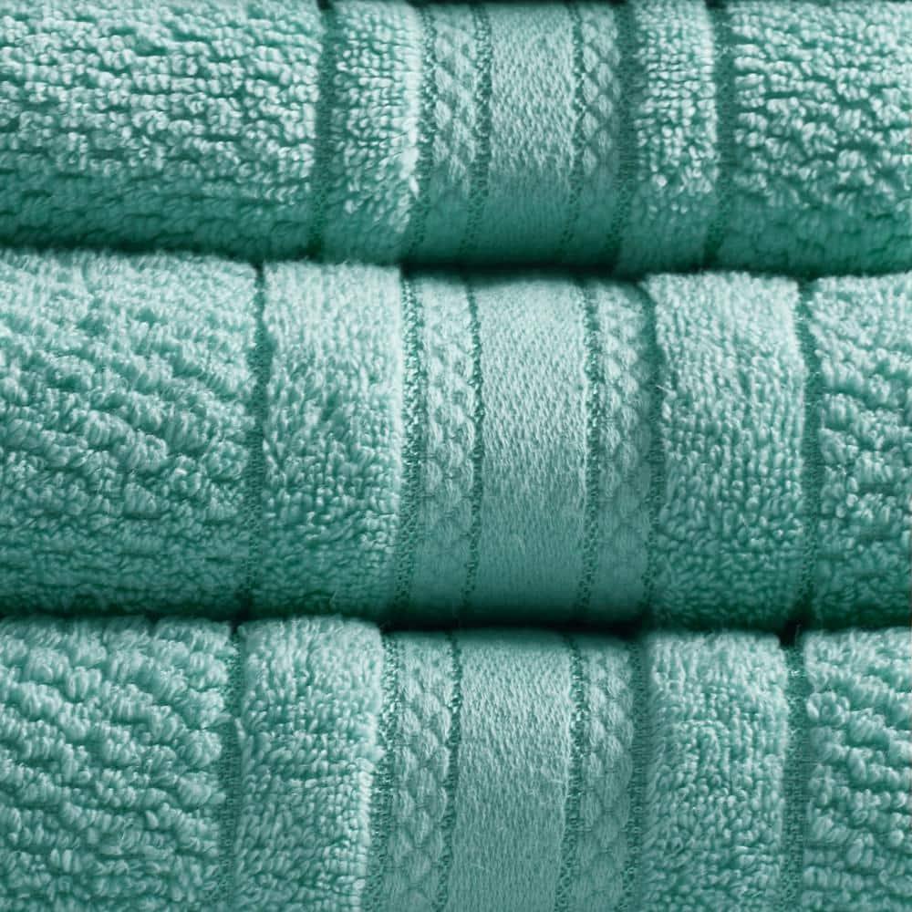 6pc Roman Super Soft Cotton Bath Towel Set Teal: Madison Park, Lightweight Terry, OEKO-TEX Certified