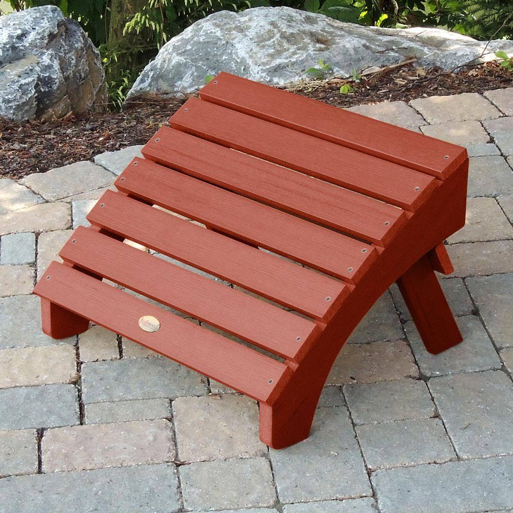 Highwood AD-OTL1-RED Adirondack Folding Ottoman, Rustic Red
