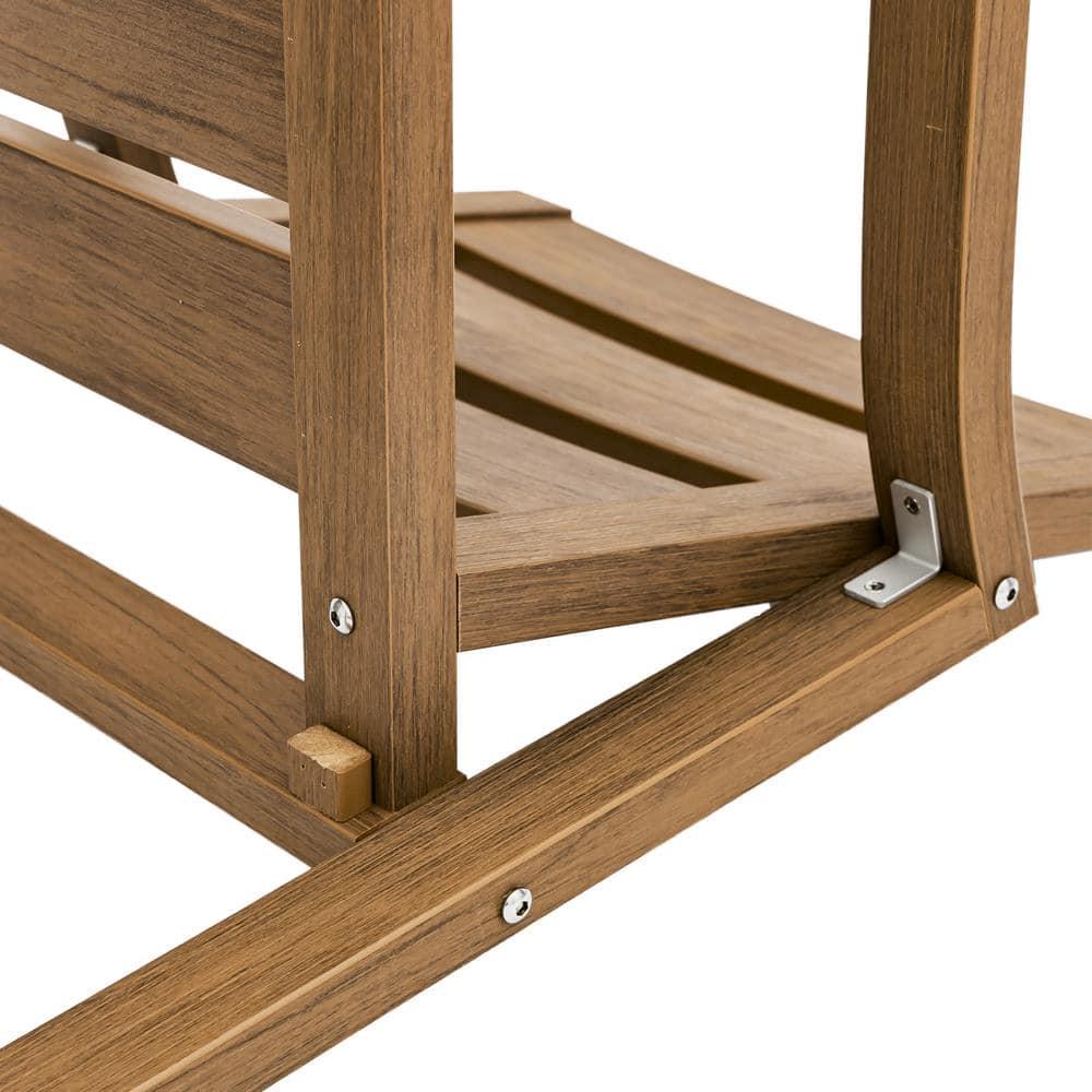 7-Piece Brown Recycled Plastic HDPS Outdoor Dining Set All Weather Indoor Outdoor Patio Table and Chairs with Armrest