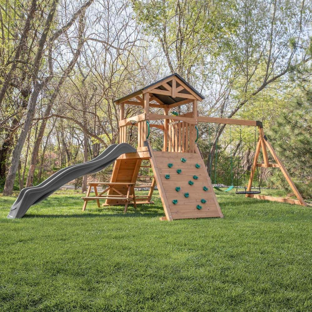 Backyard Discovery Endeavor II Swing Set With Gray Wave Slide
