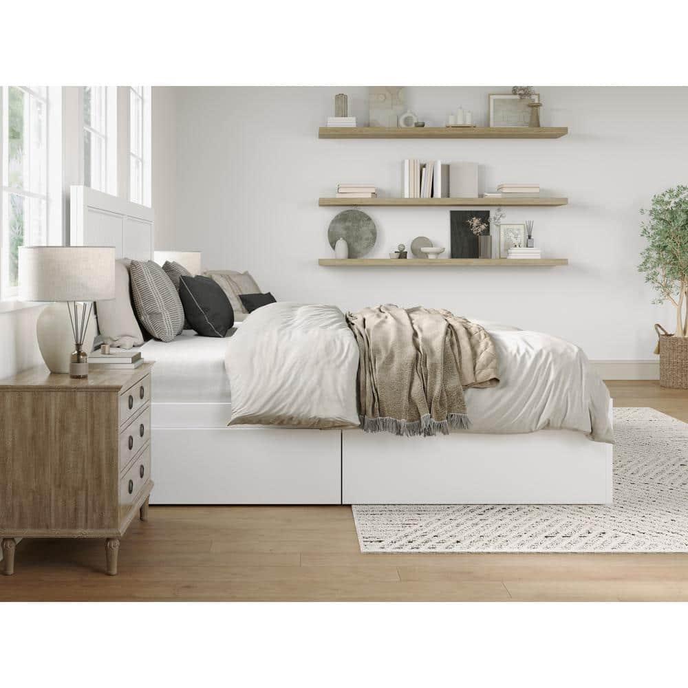 AFI Canyon White Solid Wood Platform Bed with Matching Footboard & Storage Drawers, King
