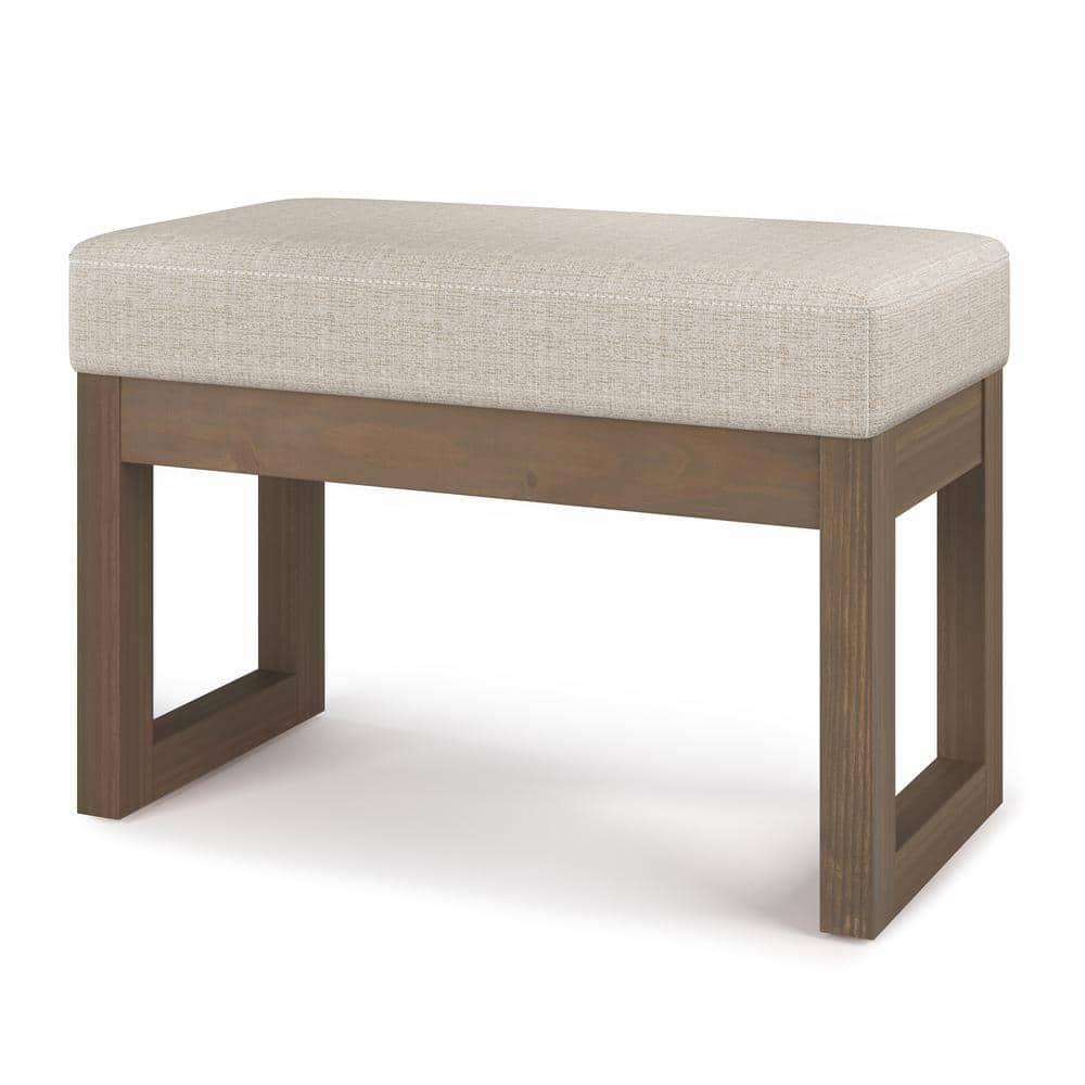 Simpli Home Milltown 26 in Wide Rectangle Footstool Small Ottoman Bench