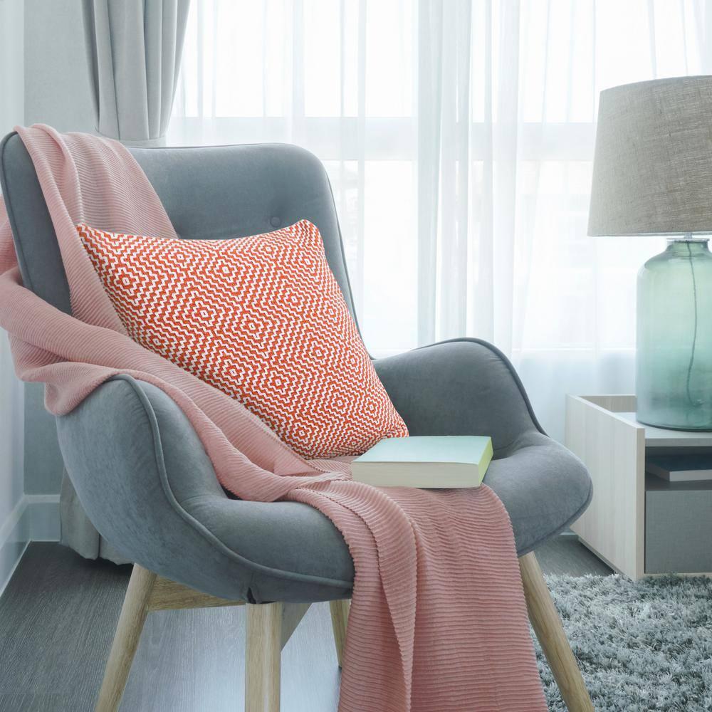 ZeaZu 20" X 20" Orange And White 100% Cotton Geometric Zippered Pillow