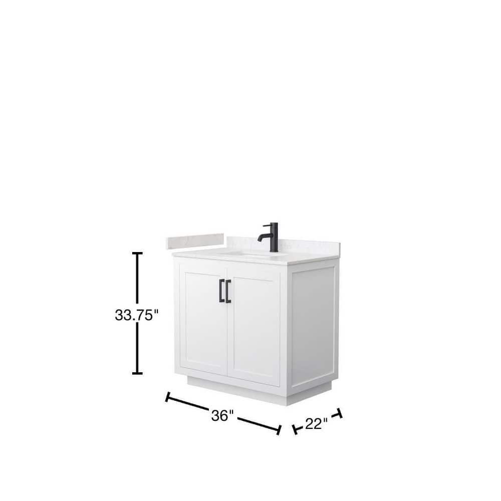 Wyndham Collection Miranda 36" Marble&Wood Single Bathroom Vanity in White/Black