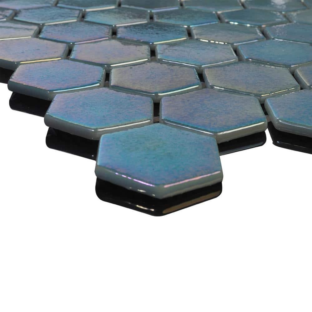 Glass Tile Love White Hot Love 11 in. X 16.325 in. Hexagonal Glass Mosaic Tile (10.76 sq. ft./case), Ideal for Kitchen Tile, Backsplash Tile, Bathroom Tile, and Pool Tile