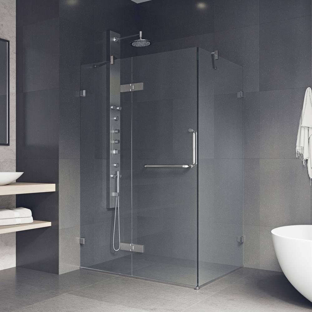 VIGO Monteray 46" W x 30" D x 73" H Hinged Frameless Shower Enclosure with 3/8  Clear Glass VG6011CHCL48