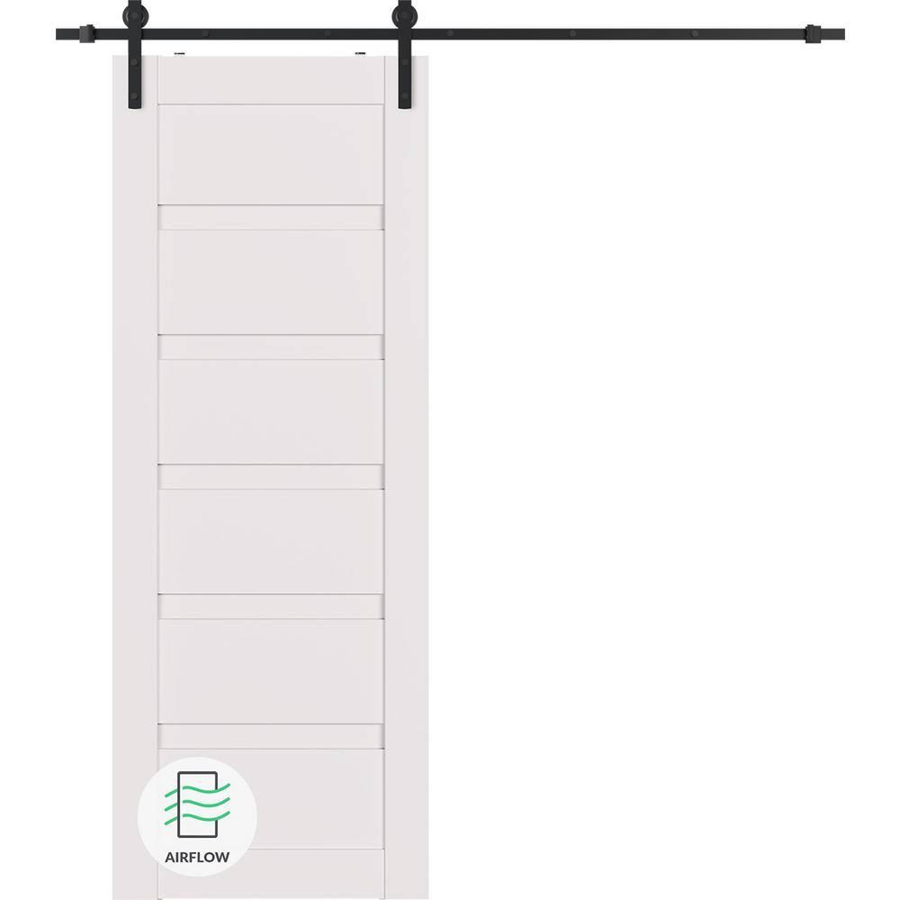 Belldinni Louver Solid + Manufactured Wood Paneled with Installation Hardware Kit Barn Door