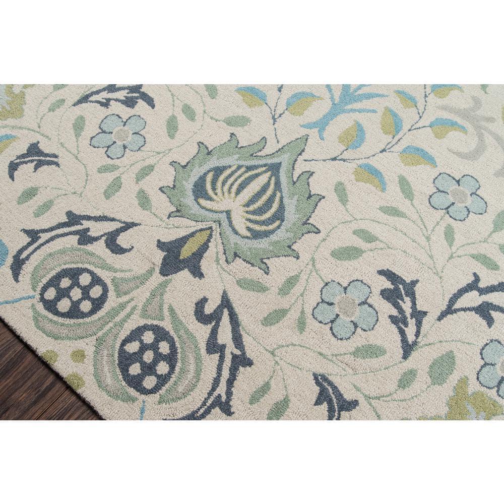 2'x3' Ashlei Floral Rug Blue/Green - Momeni: Wool, Hand-Carved, Tufted, Indoor Accent Rug, Low Pile, Cotton Backing