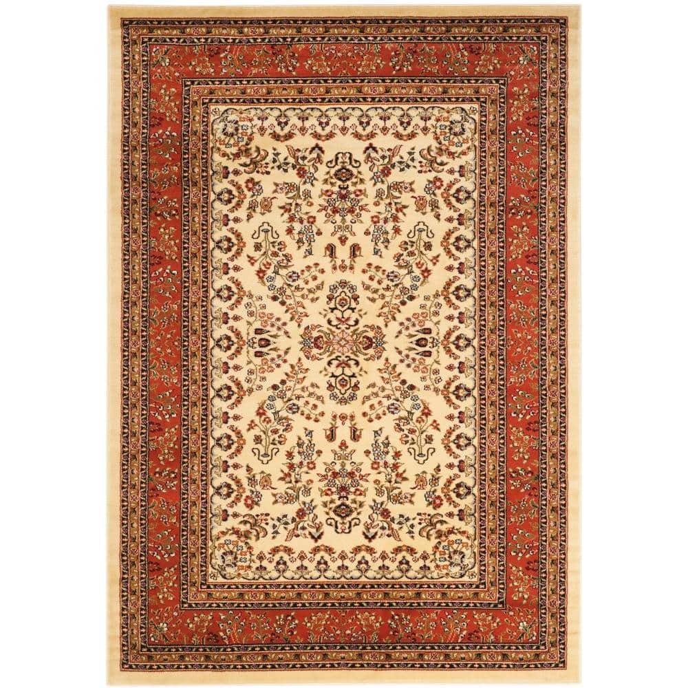 Lyndhurst Sarouk LNH331 Power Loomed Area Rug - Ivory/Rust - 9'x12' - Safavieh