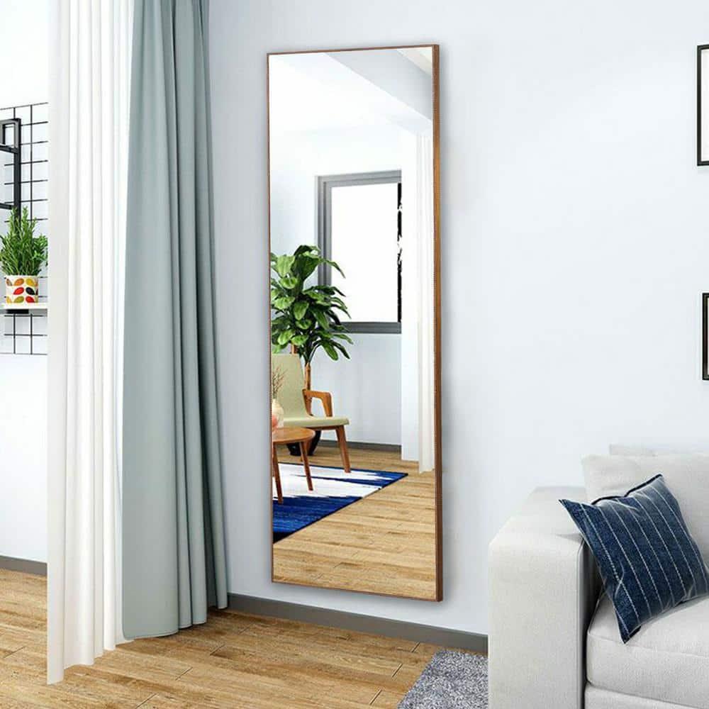 2025 New 65" x 23" Full Length Mirror, Wall/Floor Mounted Dressing Mirror with Wooden Frame, Decorative Mirror for Living Room, Bedroom, Cloakroom