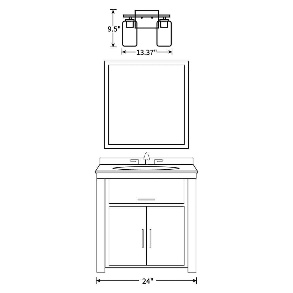 KAWOTI 2-Light Dimmable Bathroom Vanity Light with Frosted White Glass Black