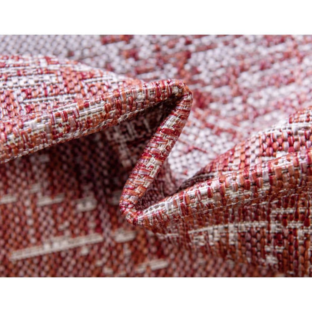 Unique Loom 7' 1 x 10' 0 Rectangle Indoor/Outdoor Modern Rust Red Area Rug