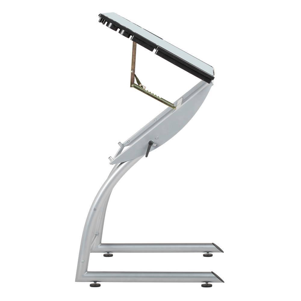 Inbox Zero Cournoyer Glass Top Metal Base Drafting Table