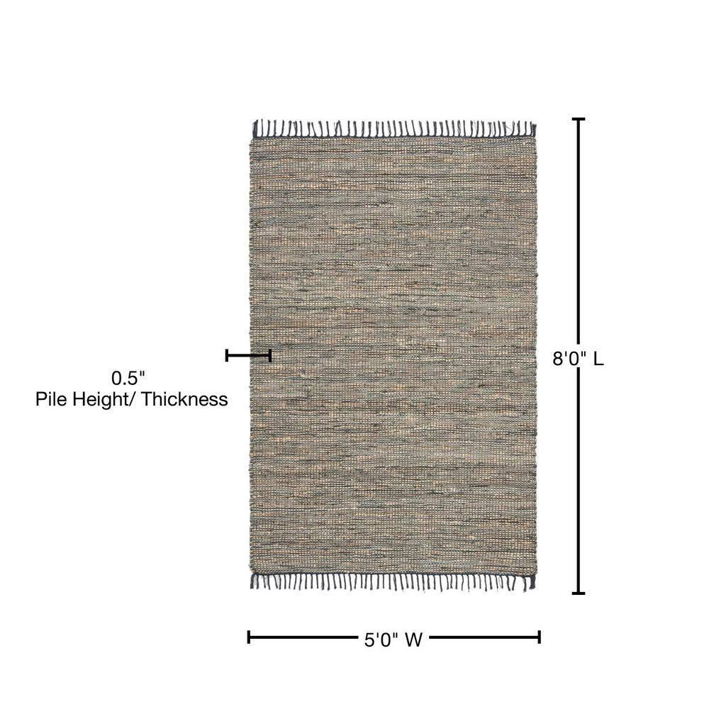 Vintage Leather VTL203 Hand Woven Area Rug - Grey - 5'x8' - Safavieh.