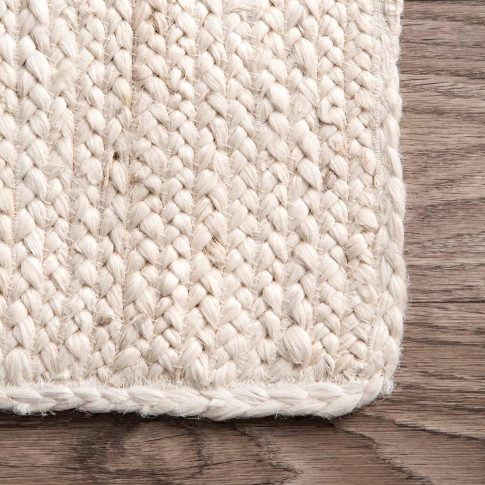5' Round Hand Woven Rigo Jute Area Rug Off White - nuLOOM: Farmhouse Style, Low Pile, Indoor Use, Classic Pattern