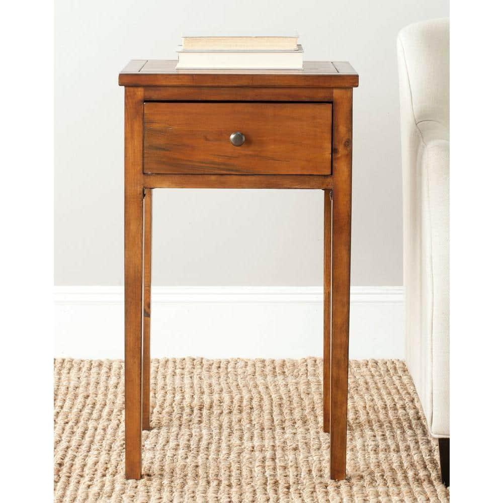 Abel Nightstand with Storage Drawers - Brown - Safavieh.